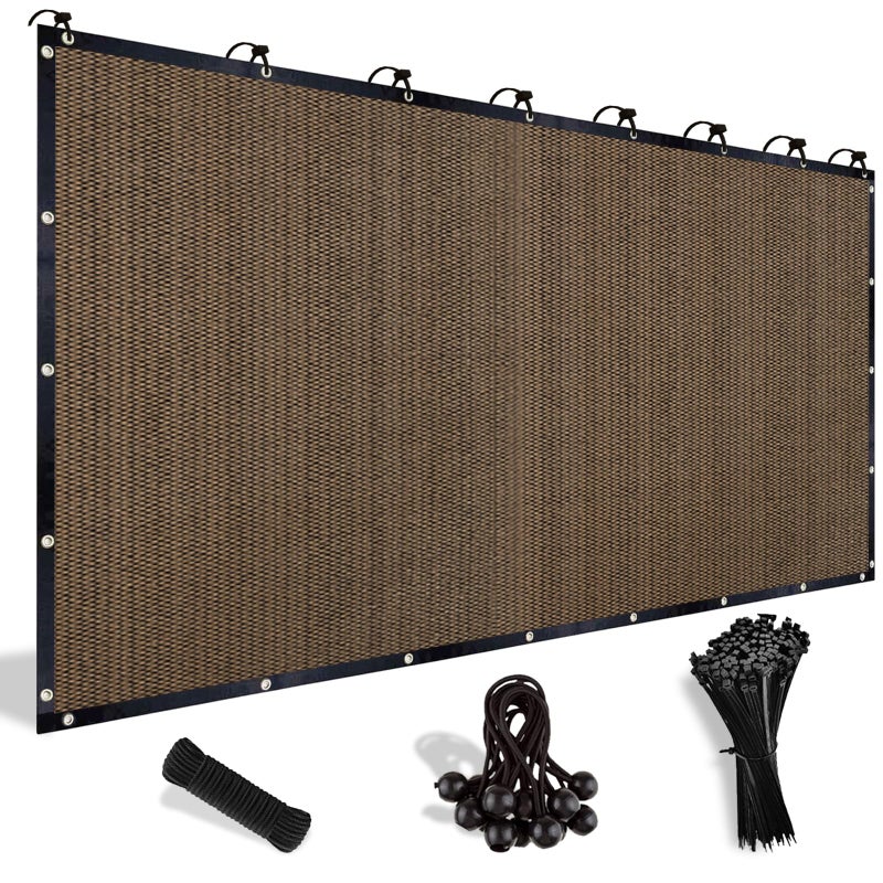 Shade&Beyond 90% Sun Shade Cloth with Grommets  10' X 10' Pergola Shade Cover Canopy  Mesh Tarp Sun Screens for Patio  Outdoor  Garden  Backyard  Mocha - Image 1